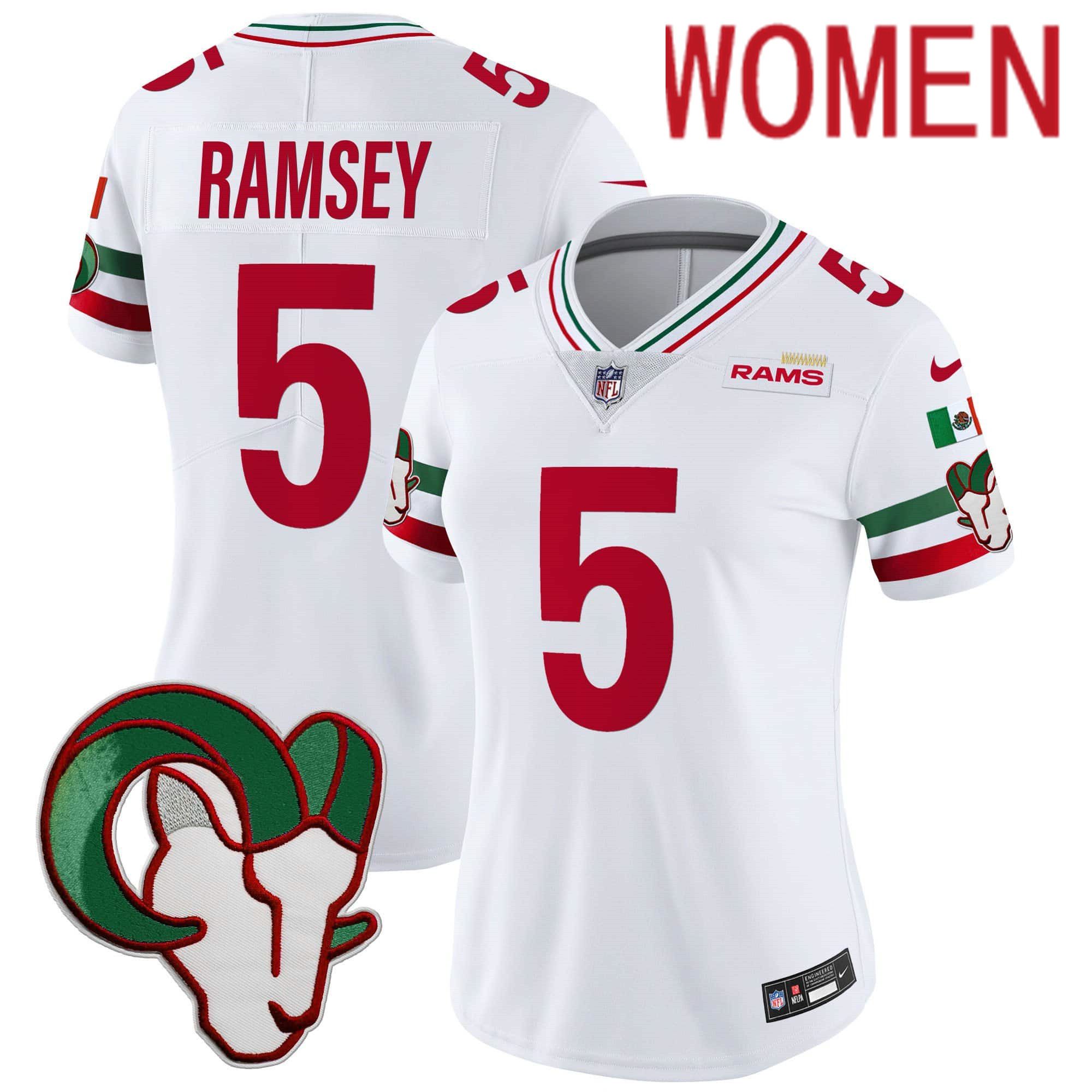Women Los Angeles Rams #5 Ramsey White 2024 Nike Mexico Vapor Limited NFL Jersey